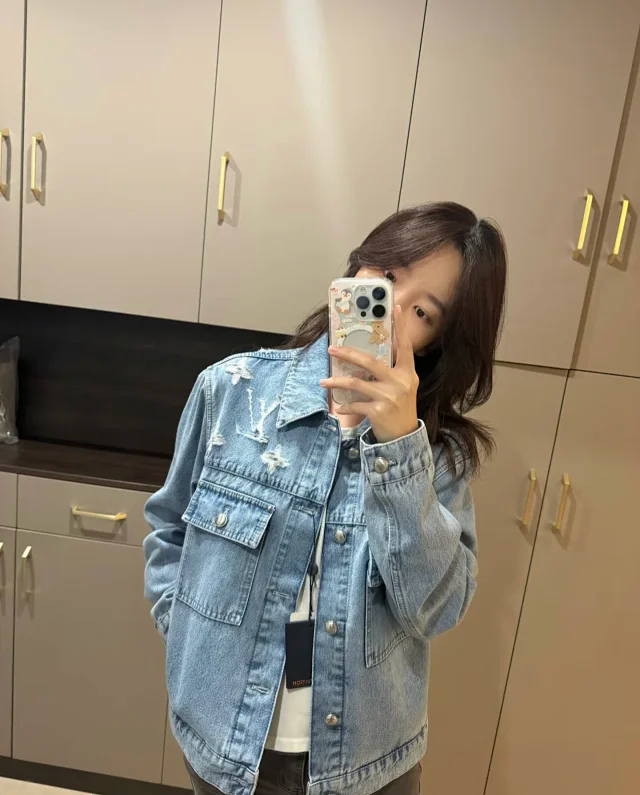Item ID 9113 1V High-end custom FW26 Logo single-breasted lapel pocket long-sleeved denim jacket