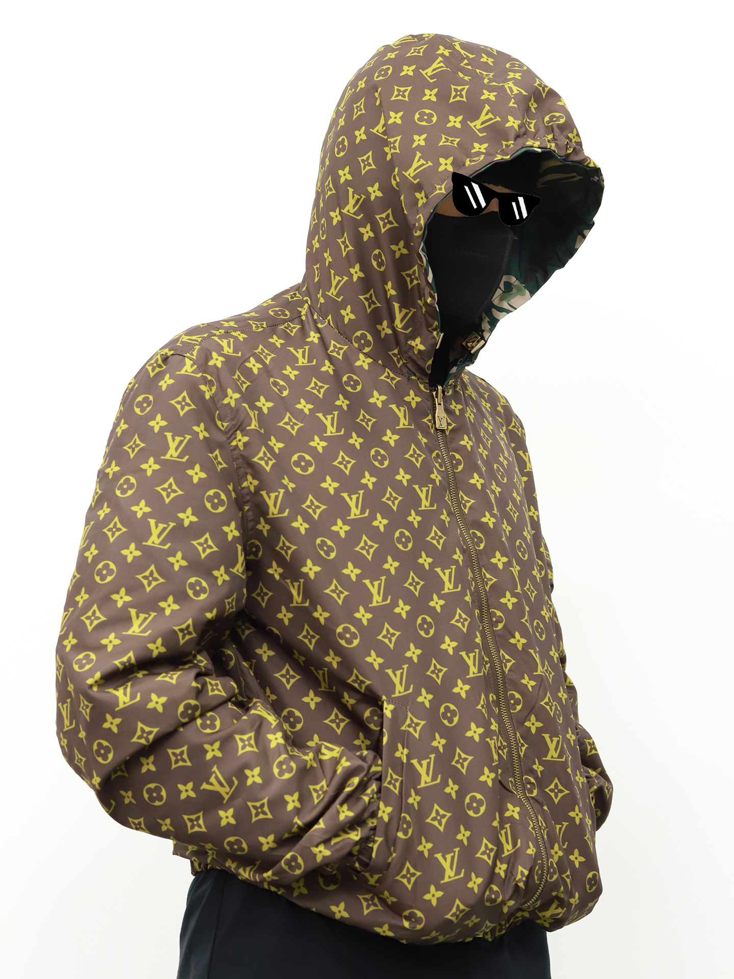 LV 迷彩两面穿小风衣 迷彩-金色