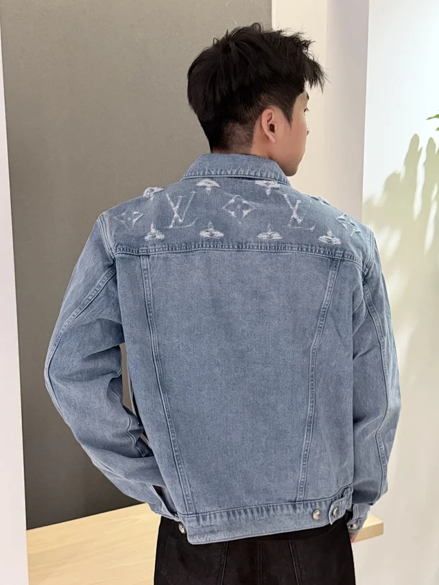 Item ID 9113 1V High-end custom FW26 Logo single-breasted lapel pocket long-sleeved denim jacket