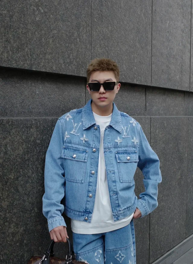 Item ID 9113 1V High-end custom FW26 Logo single-breasted lapel pocket long-sleeved denim jacket