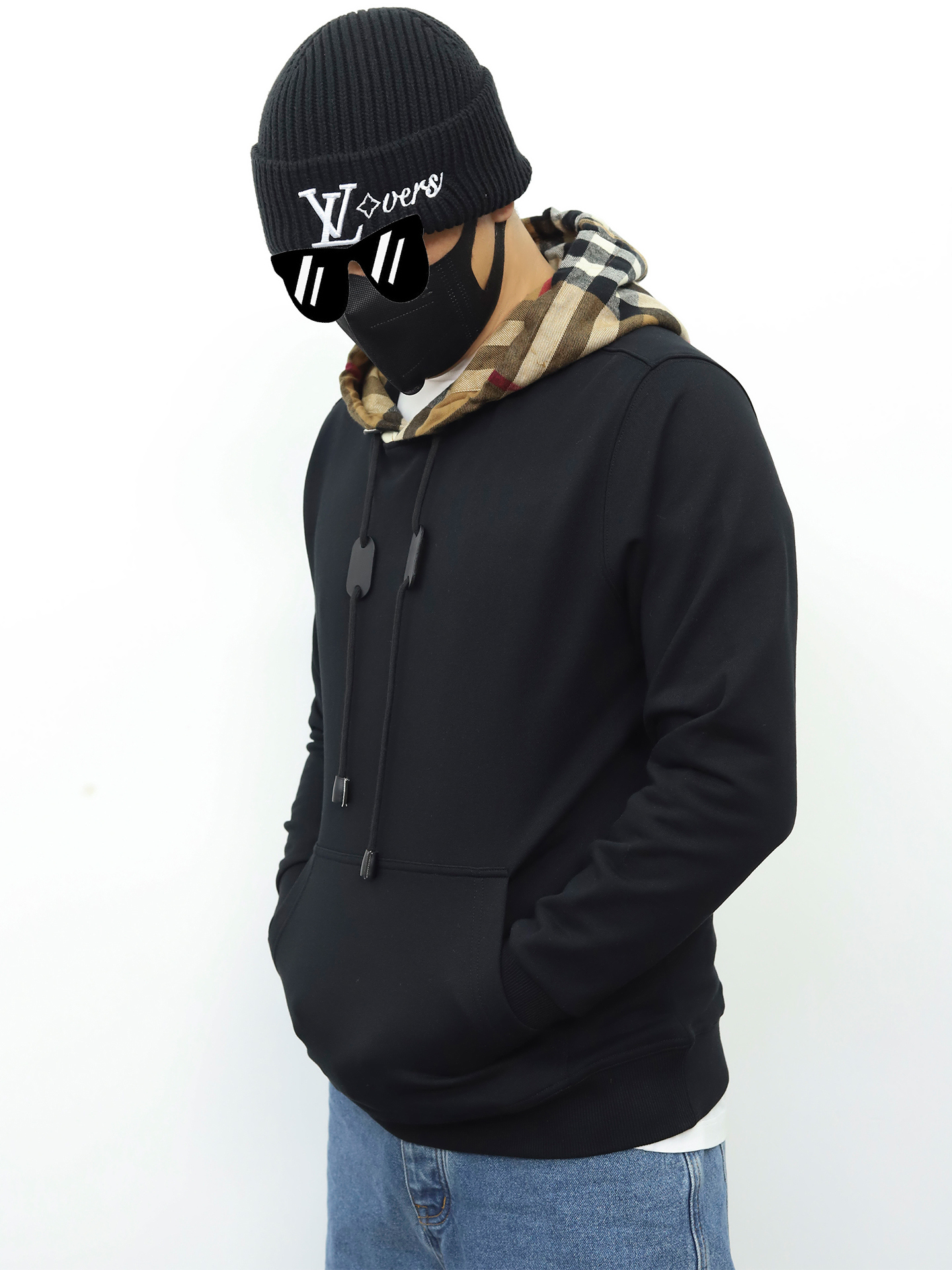 BBR连帽抽绳卫衣 黑色