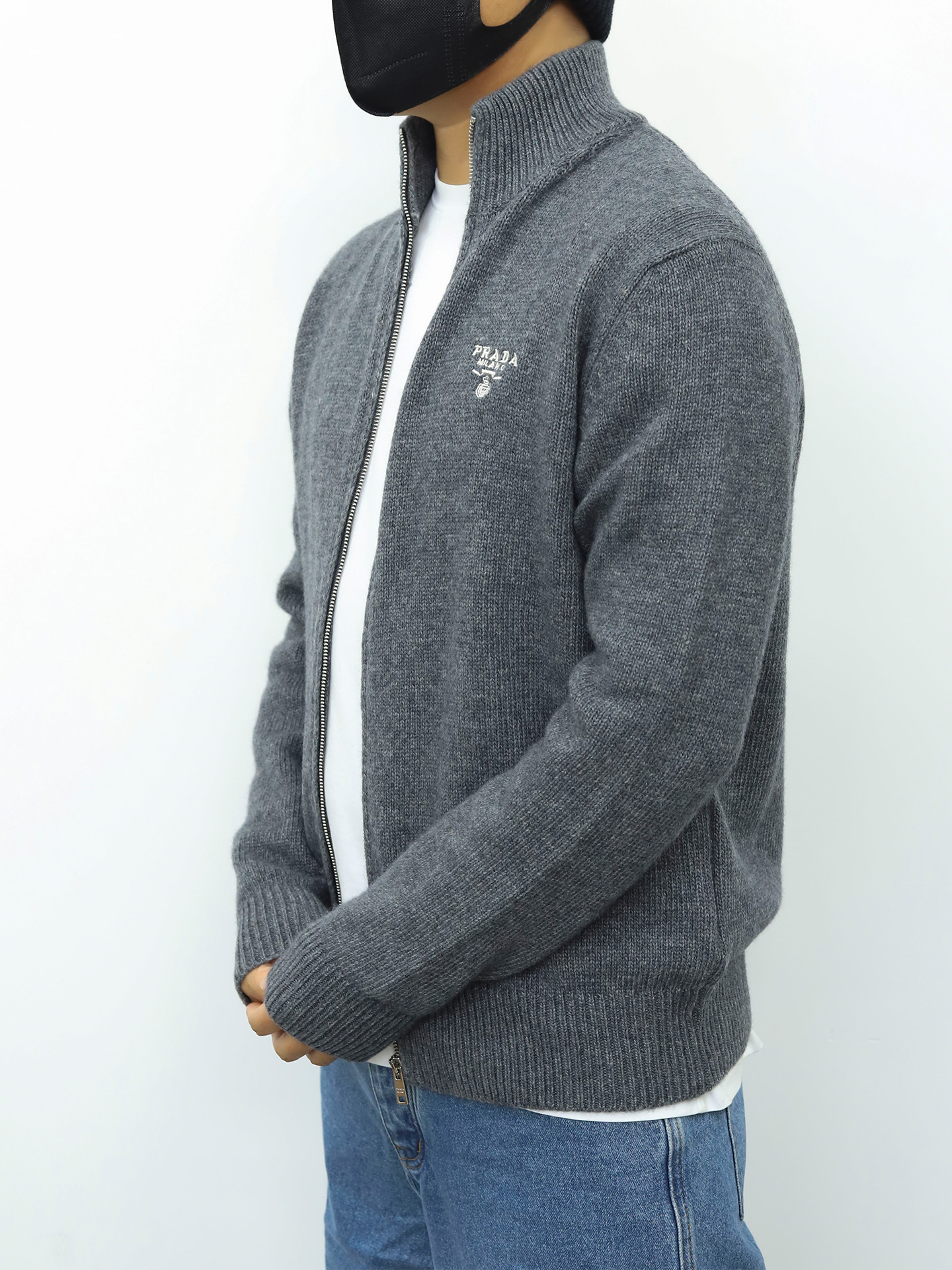 PRADA拉链开合毛衣 灰色