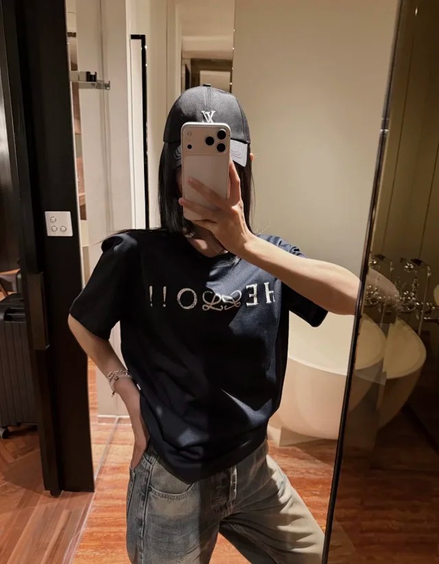 Item ID 9024 Loe SS Series Cotton Blended Letter Printed Hooded Short Sleeve T-shirt