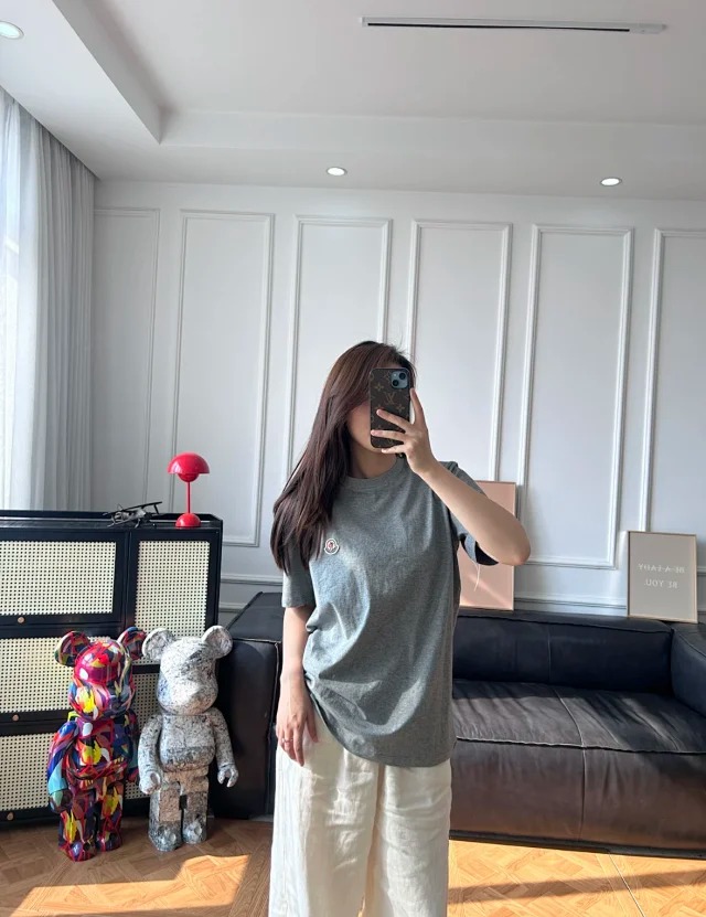 Item ID 9039 Mon basic black and white gray short sleeved custom logo solid color round neck short sleeved 