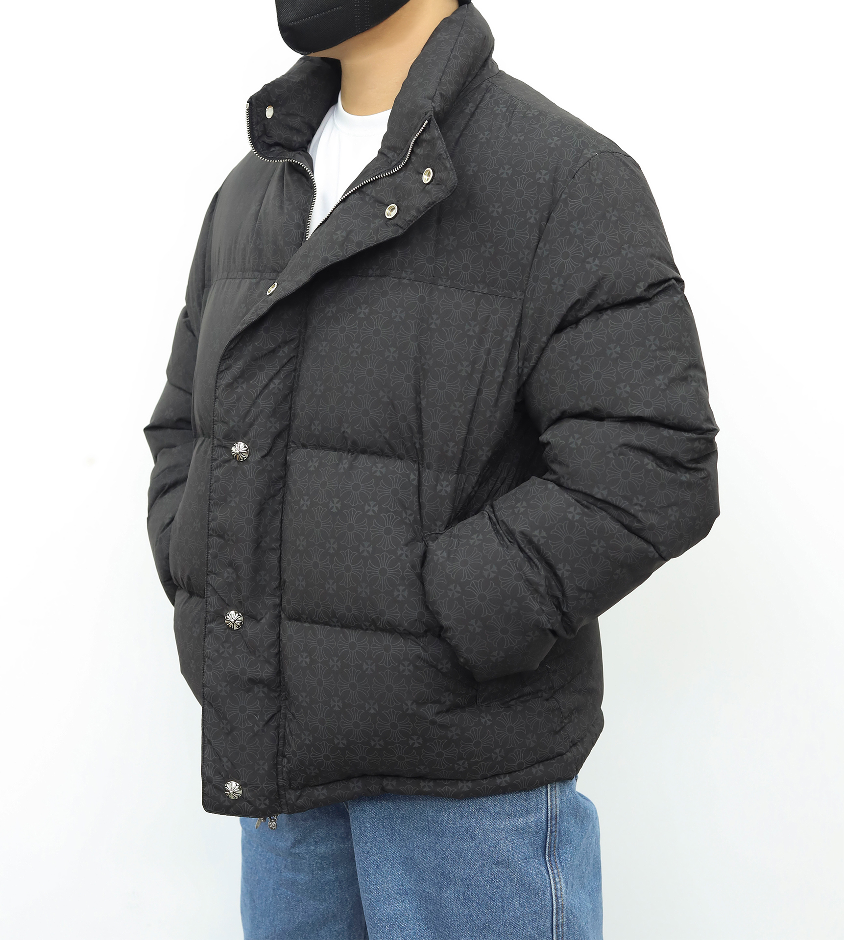 克罗心面包羽绒服 暗纹黑