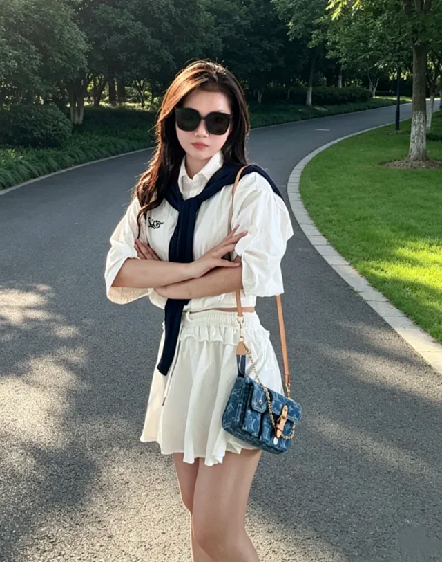 Item ID 9060 1V PA Denim Danning Chain Head Hanging Fabric Handheld Shoulder Bag Women's
