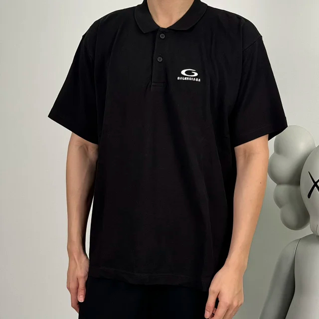 Item ID 9071 BLCG Cotton Beaded Embroidered Polo Short Sleeve Shirt Oversize Style Unisex