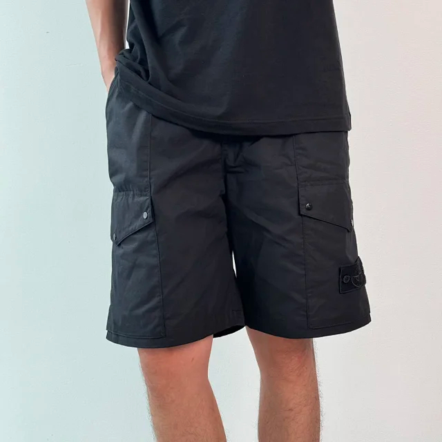 Item ID 9074 SI black logo 50 double stranded combed cotton workwear shorts