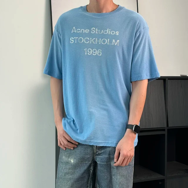 Item ID 9075 Acne Lazy Style 1996 Series Classic Logo Printed Short Slimming T-shirt Unisex