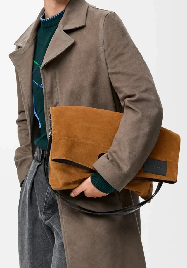 Item ID 9088 LOE Bob special structure hand-held hollowshoulder bag imported thick suede foldable design leather patch cowhide