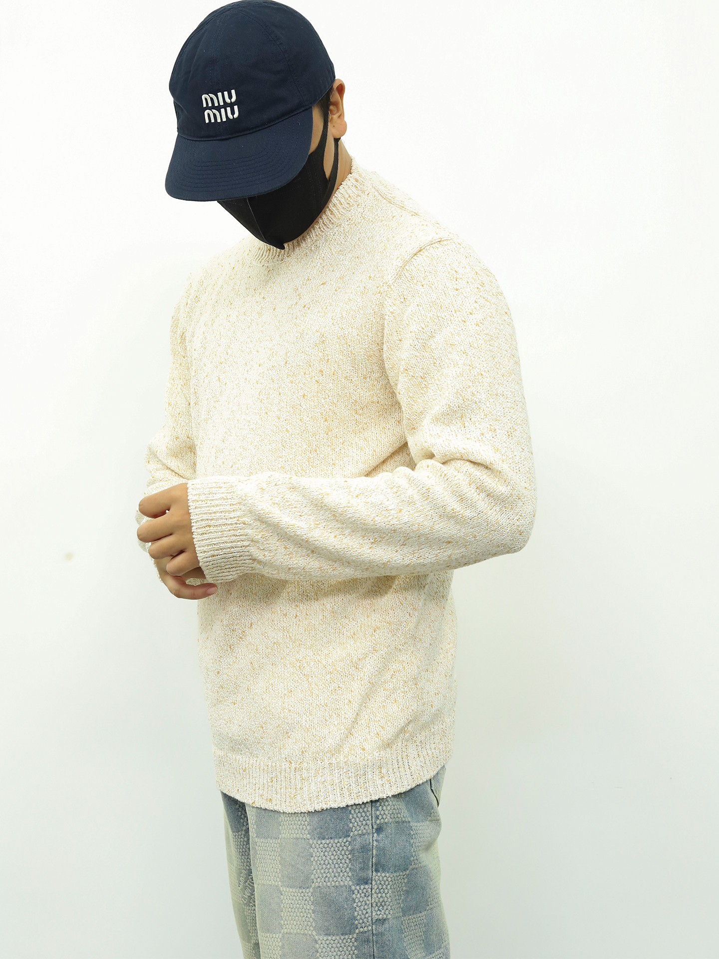 LP套头亚麻点毛衣 米色