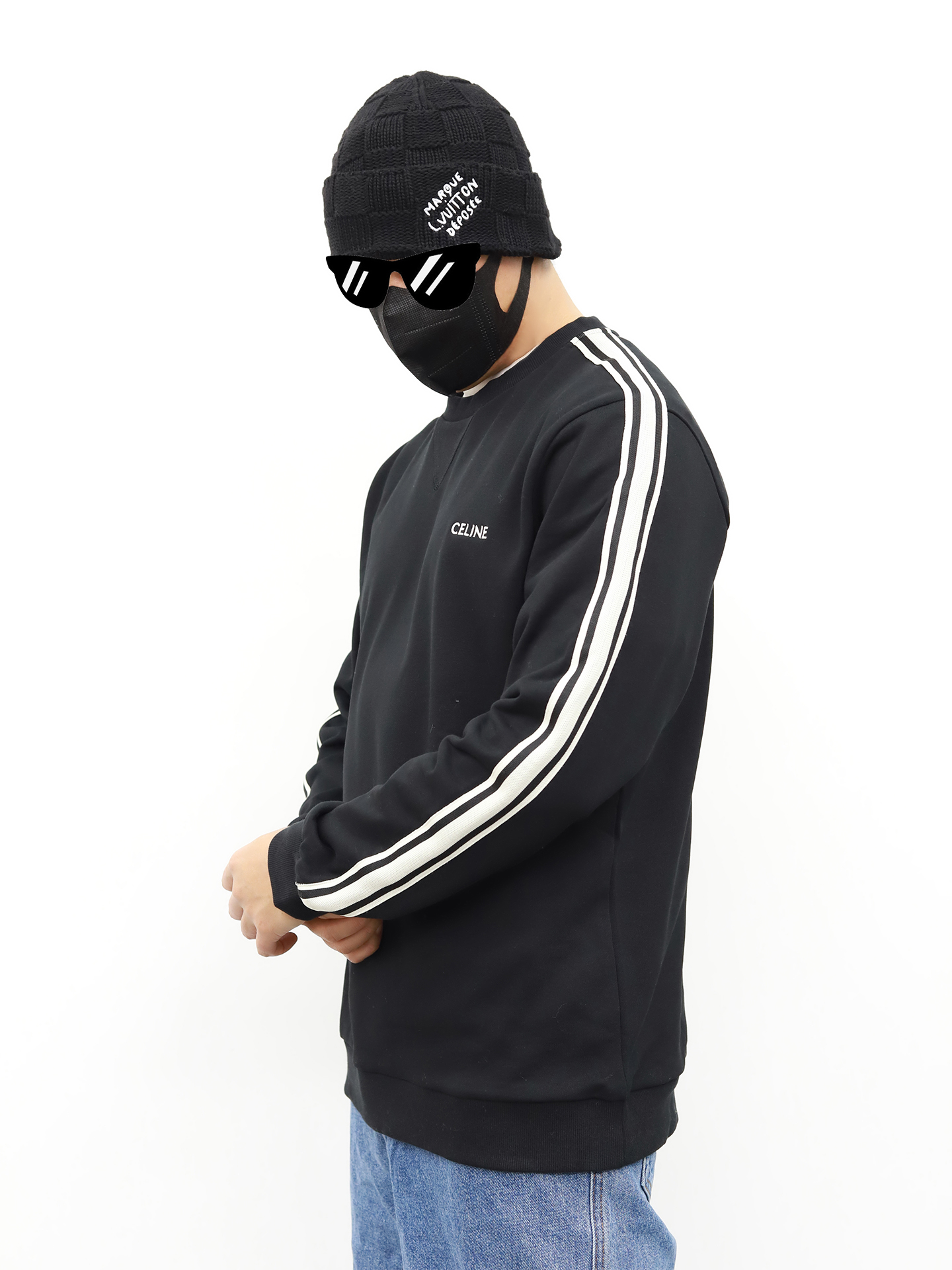 CE sleeve woven sweater