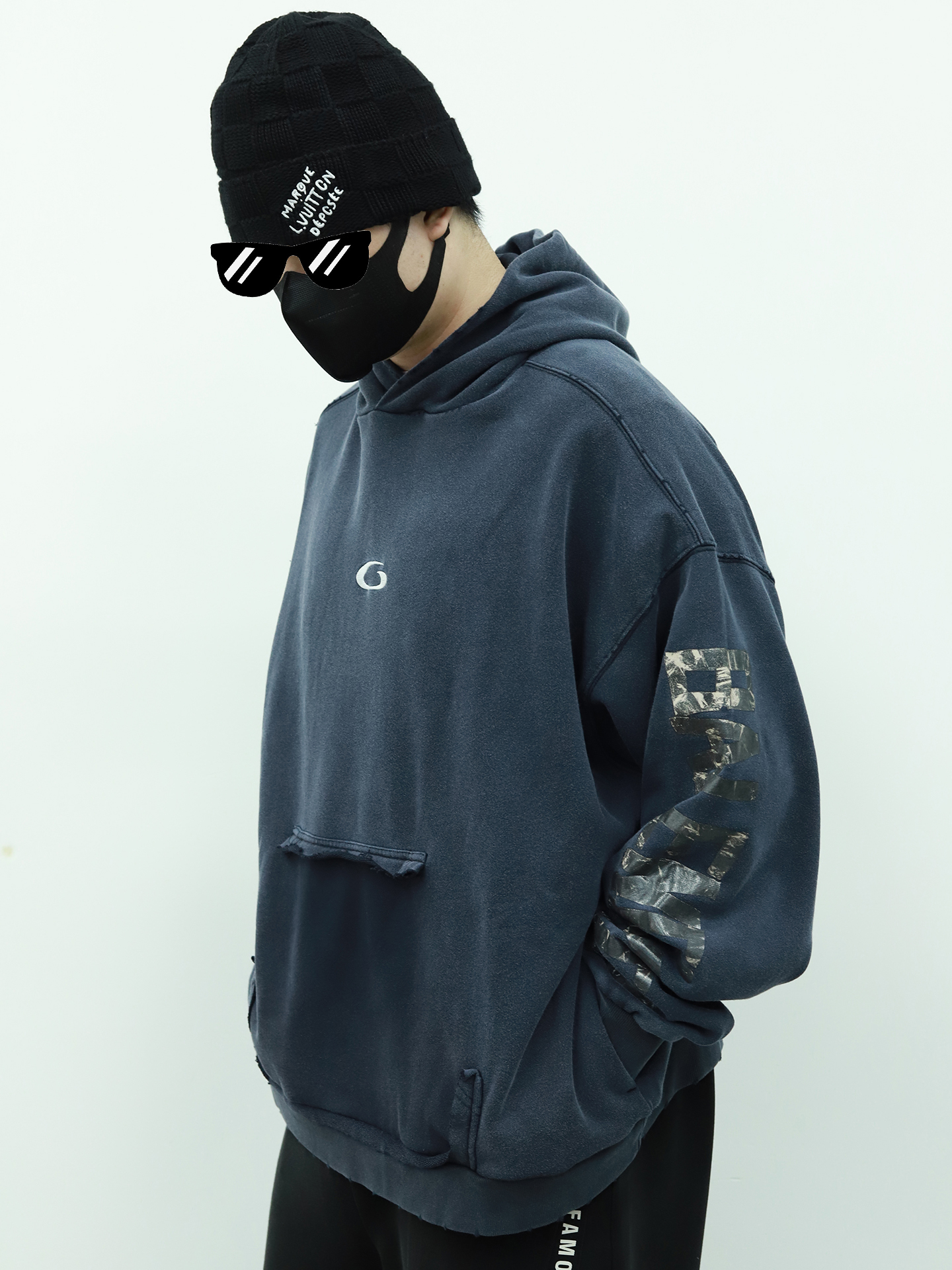BLCG vintage washed type hooded hoodie