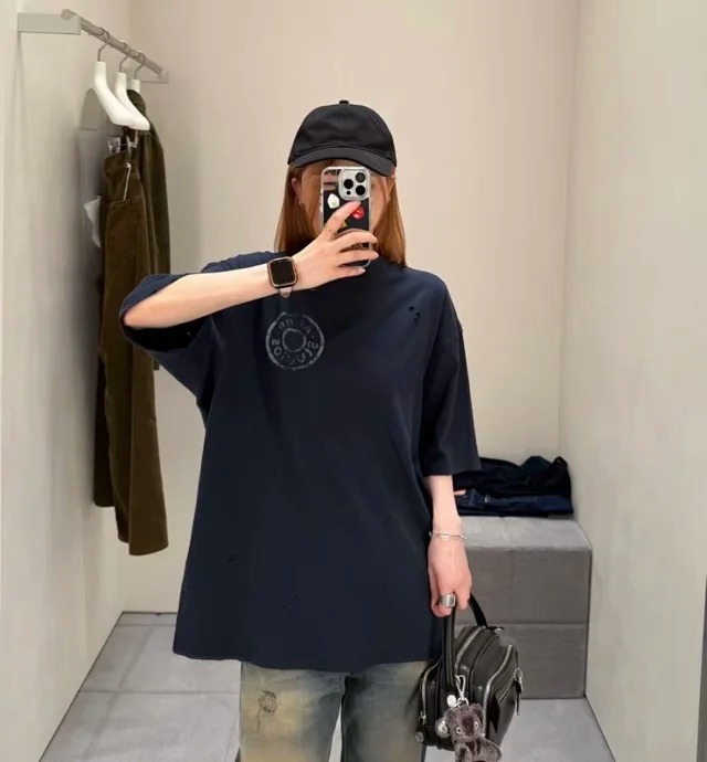 Item ID 9011 Acne FW25 logo printed distressed short sleeved shirt