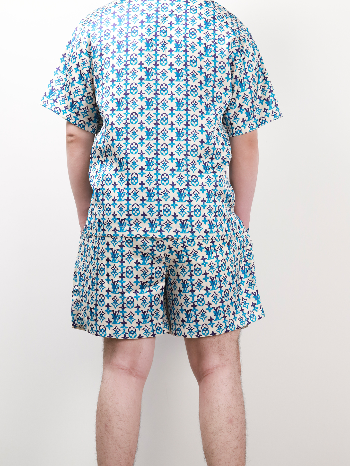 1V mulberry silk blended shorts