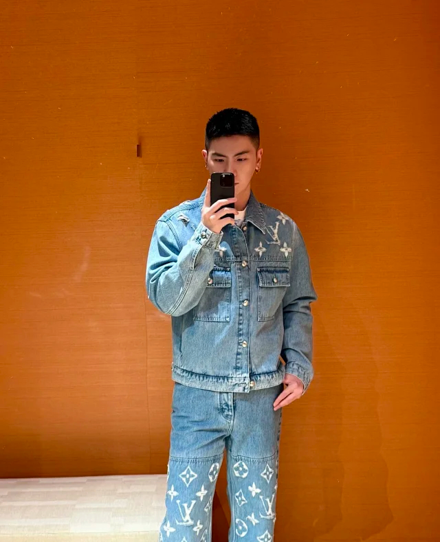 Item ID 9113 1V High-end custom FW26 Logo single-breasted lapel pocket long-sleeved denim jacket
