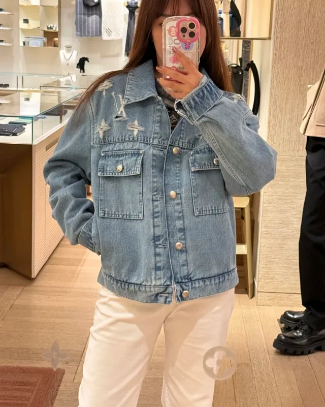 Item ID 9113 1V High-end custom FW26 Logo single-breasted lapel pocket long-sleeved denim jacket
