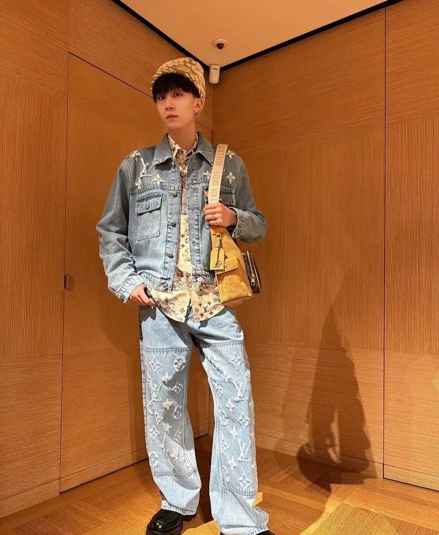 Item ID 9113 1V High-end custom FW26 Logo single-breasted lapel pocket long-sleeved denim jacket