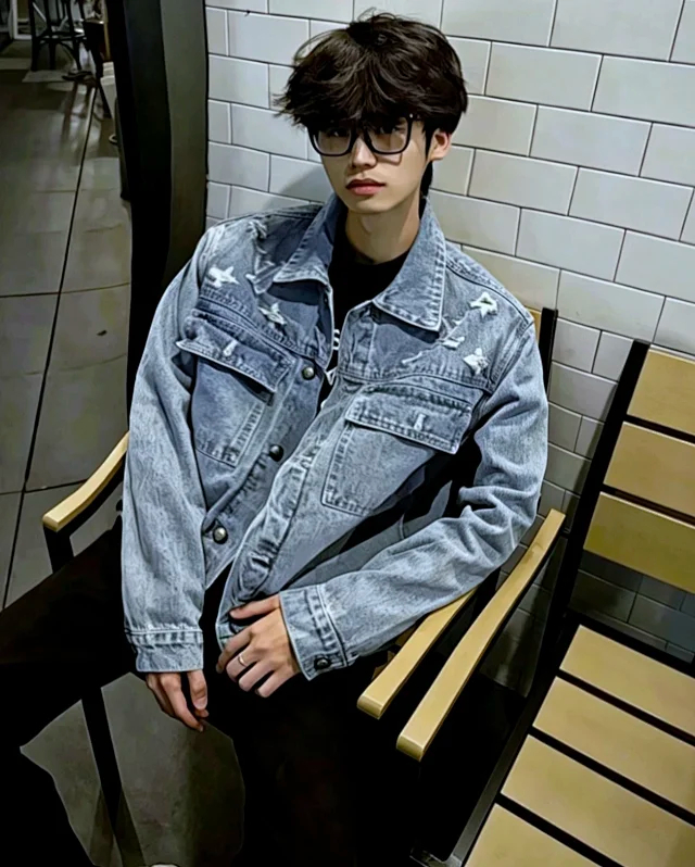 Item ID 9113 1V High-end custom FW26 Logo single-breasted lapel pocket long-sleeved denim jacket