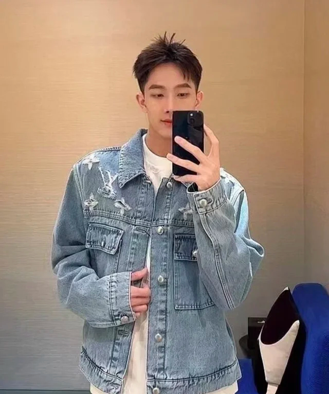 Item ID 9113 1V High-end custom FW26 Logo single-breasted lapel pocket long-sleeved denim jacket