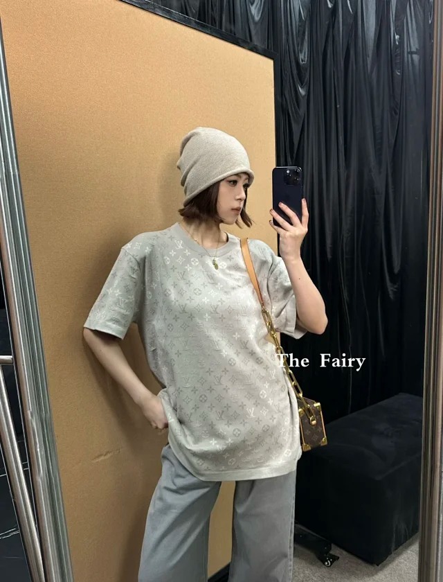 Item ID 9034 1V Early Spring Men's Series Full Print Old Flowers MONOGRAM Round Neck Shirt Jacquard Pattern Short Sleeve
