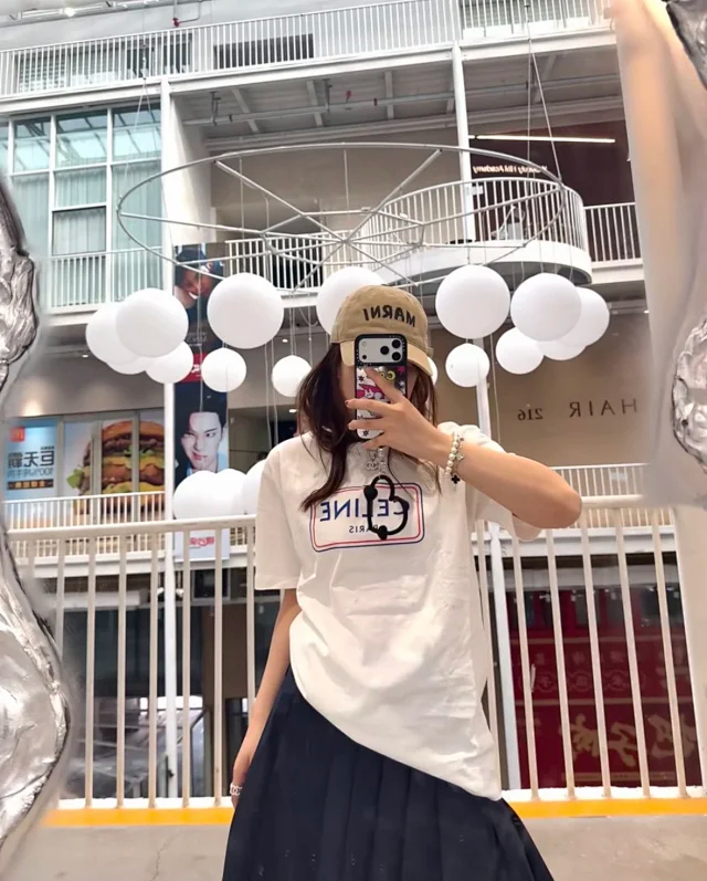 Item ID 9046 CE Imported Water based Adhesive Loose Cotton Knitted Printed Shoulder Sleeve T-shirt