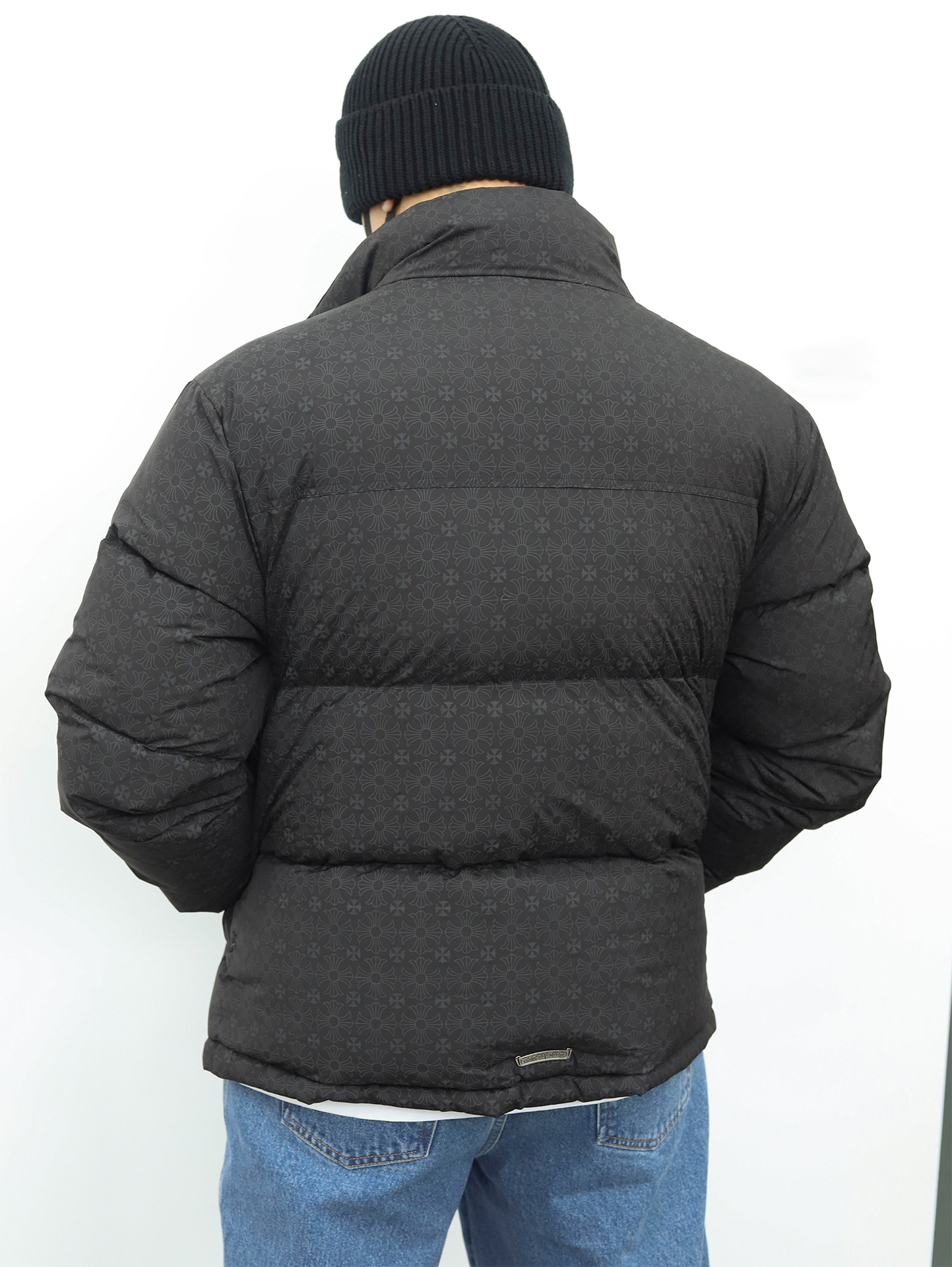 克罗心面包羽绒服 暗纹黑