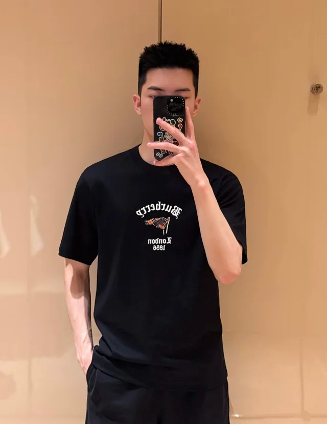 Item ID 9053 BBR Double color optional double embroidery technique round neck cotton knitted T-shirt