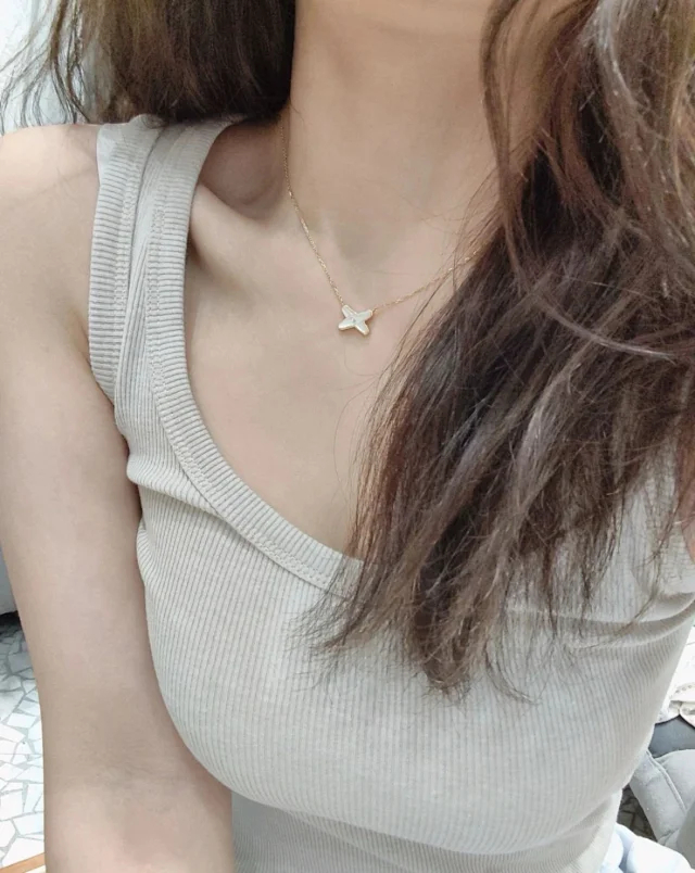 Item ID 9055 Chaumet Beauty - Natural Fritillaria in Paris ➕ Electroplated K Gold LienIs Lifetime Series Necklace for Women, Adjustable