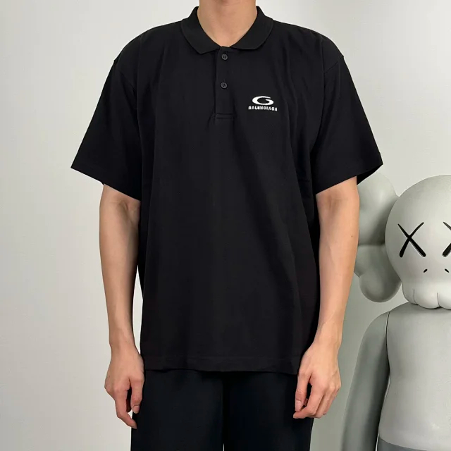 Item ID 9071 BLCG Cotton Beaded Embroidered Polo Short Sleeve Shirt Oversize Style Unisex
