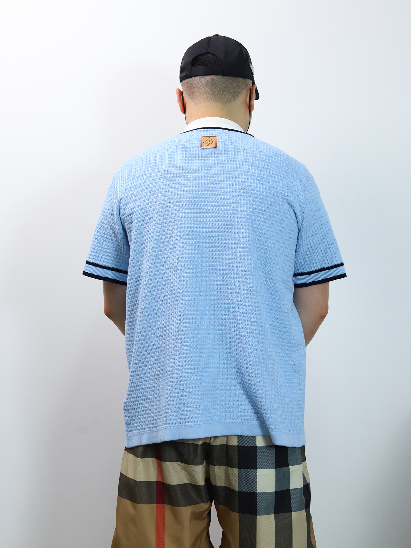 1V waffle knit shirt