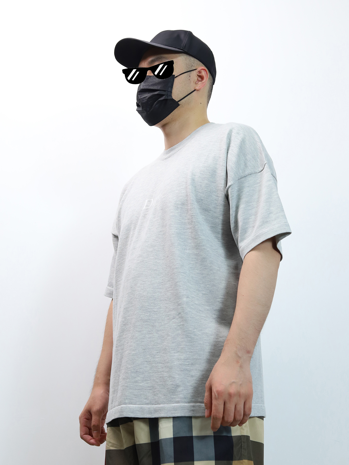 D1or oversized loose knitted jacquard tee