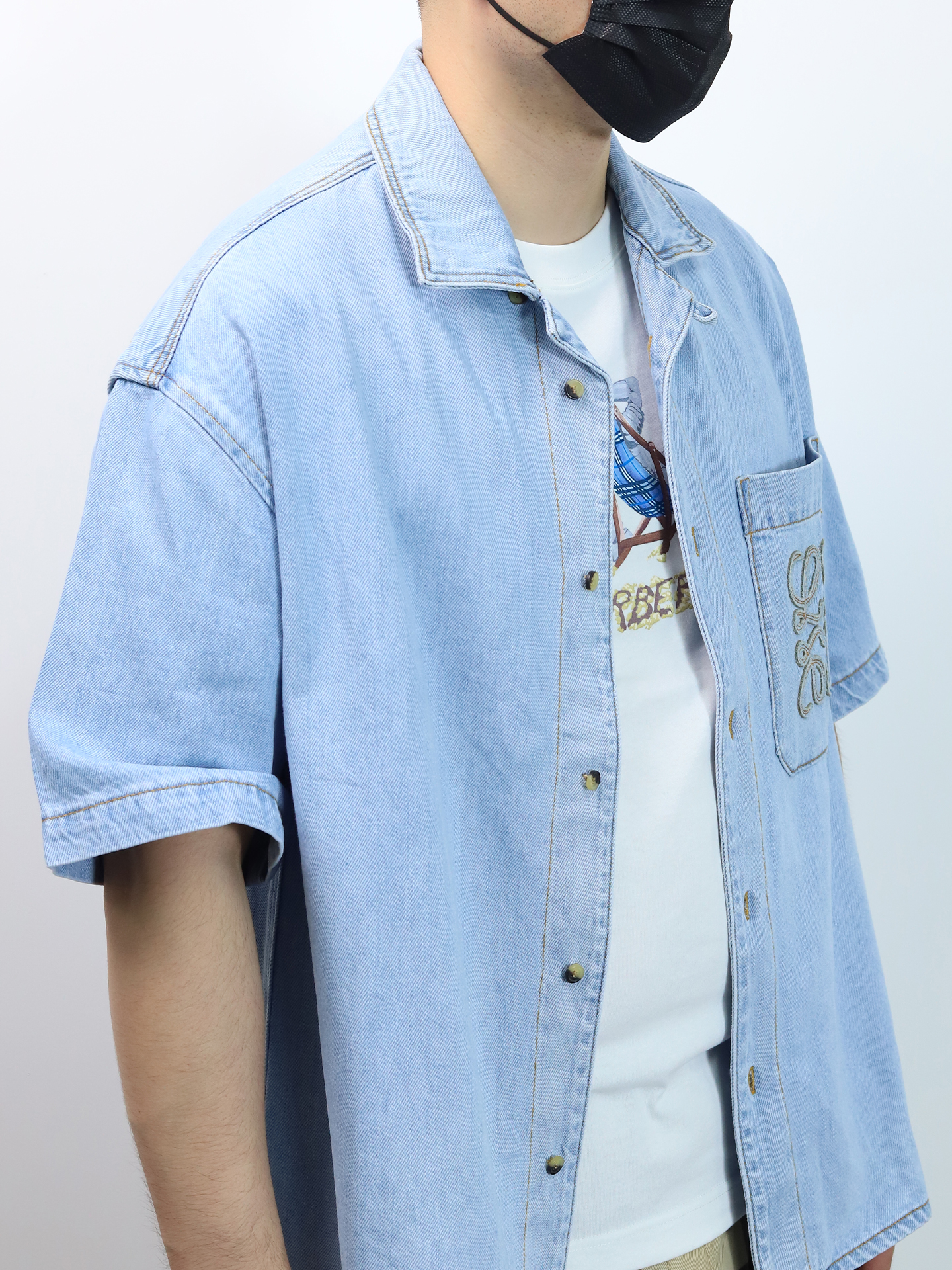 LOE patch embroidered denim shirt