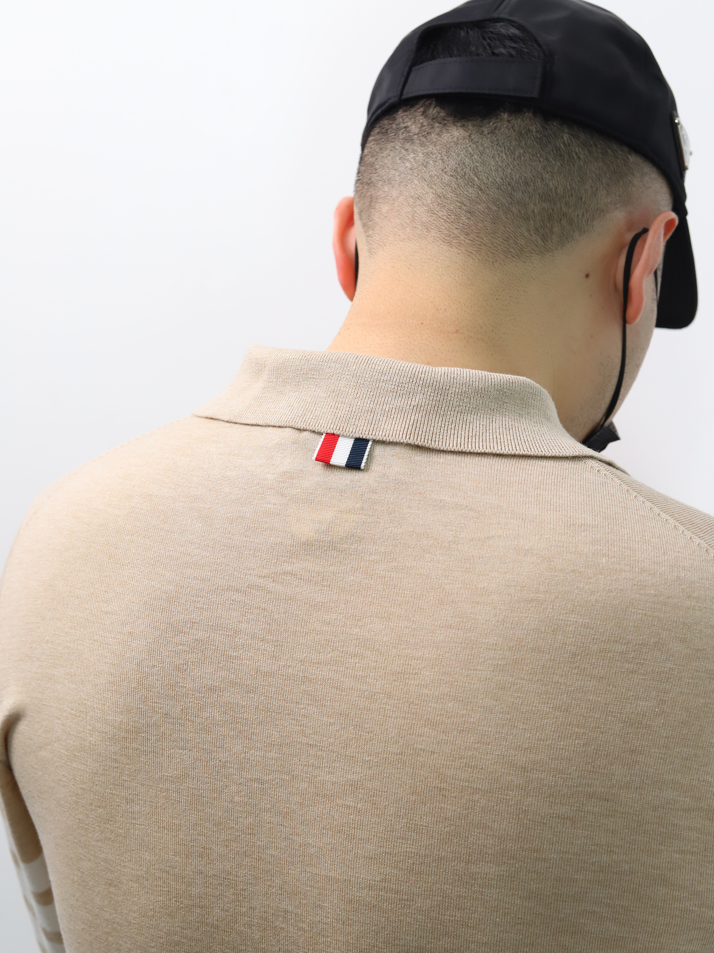TB mulberry silk wool blended knitted polo
