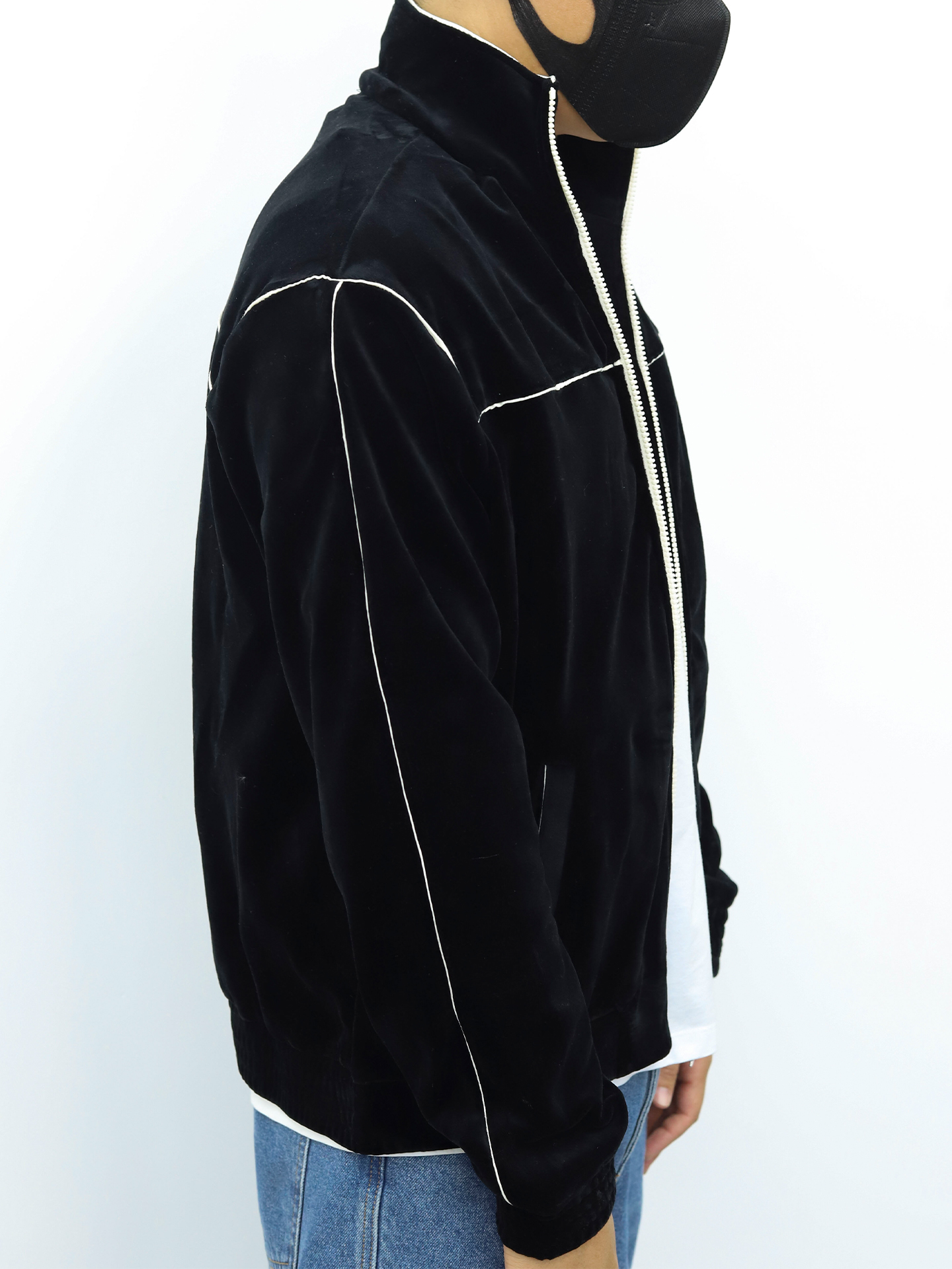 celine赛琳拉链绒感夹克 黑色