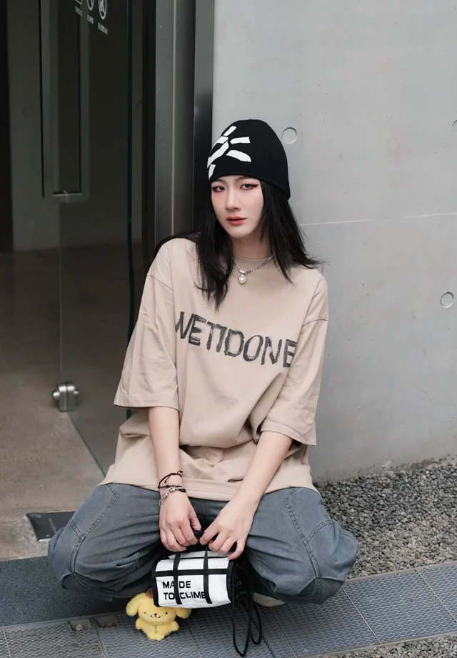 Item ID 9087 WE11DONE SS26 Imported Adhesive Material Fun Hand drawn Logo Soft Short sleeved T-shirt