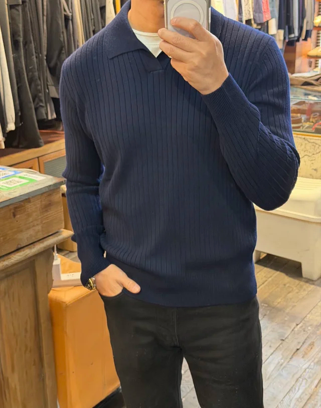 Item ID 9116 LP Old Money Series V-neck Knitted Sweater Wool Blended Fabric Solid Color Collar Ribbed Long Sleeve Cashmere Sweater
