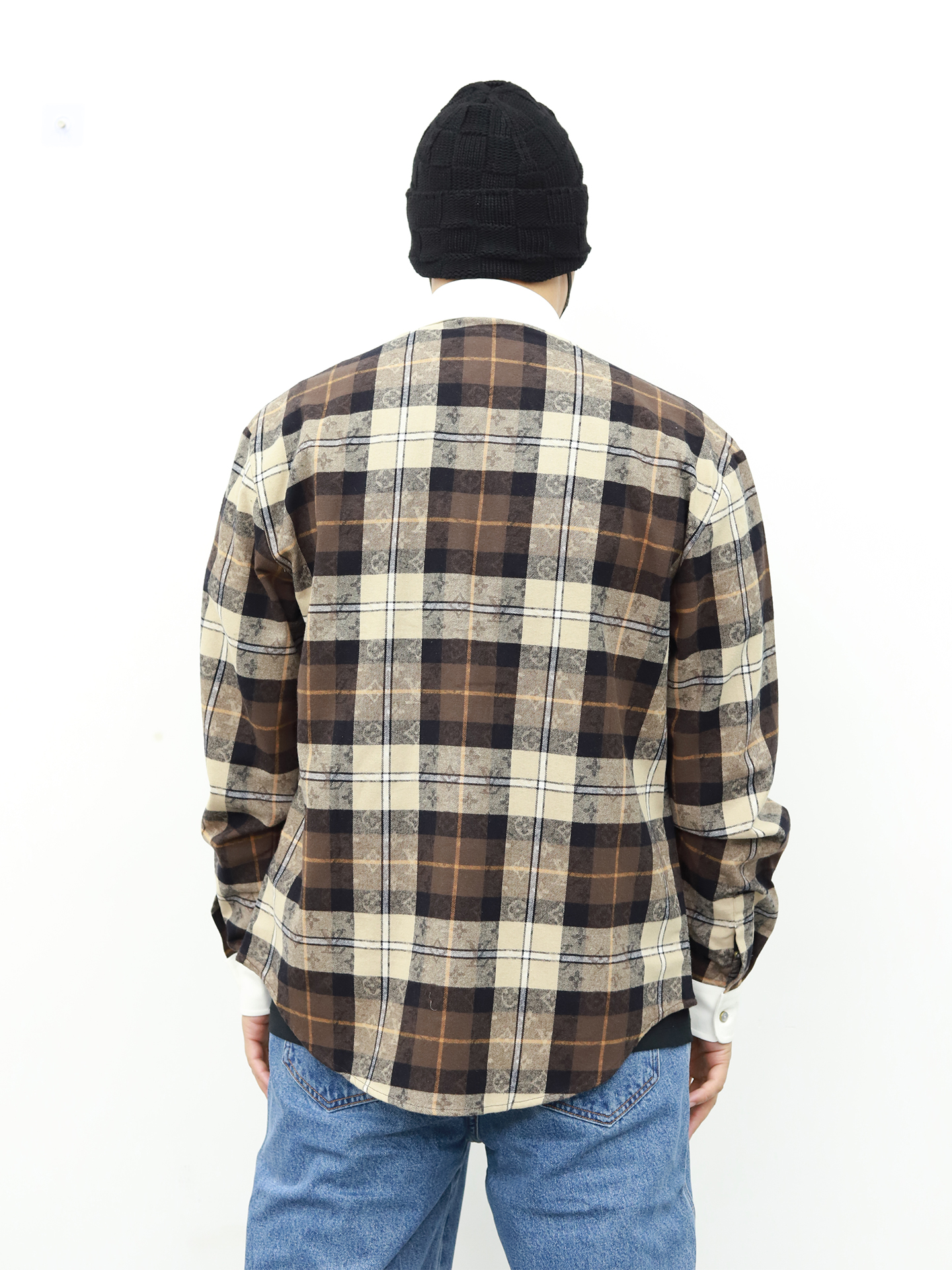 LV 格子印花衬衫 咖色