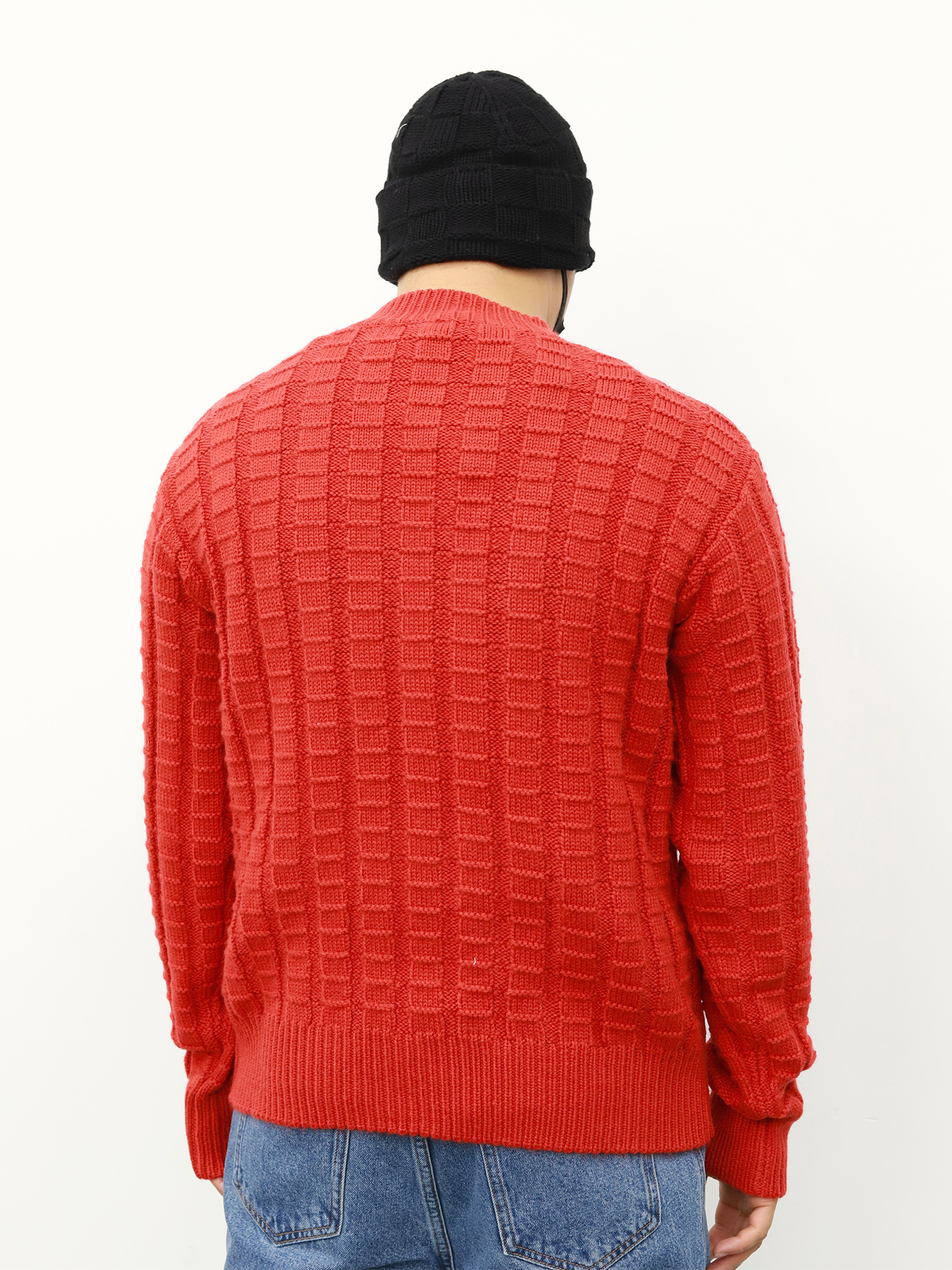 Moncler方块圆领毛衣 红色