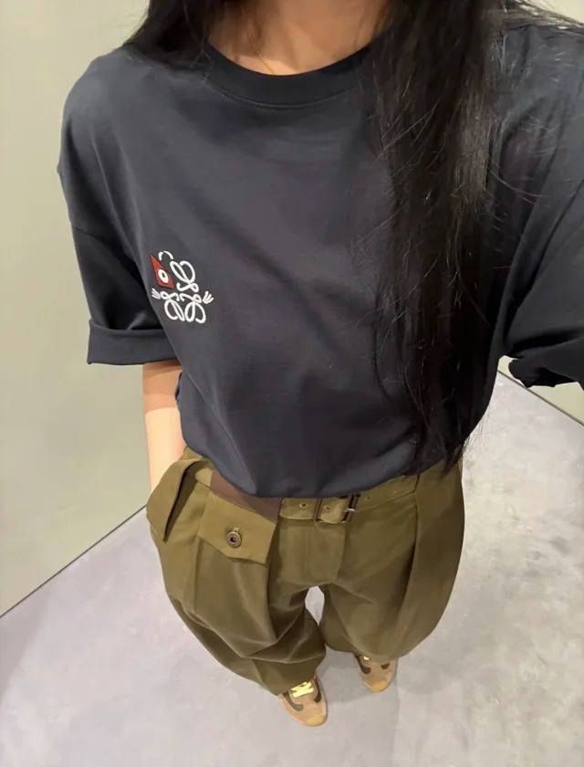 Item ID 9021 Loe×Wain Joint Solid Color Round Neck Short Sleeve T-shirt