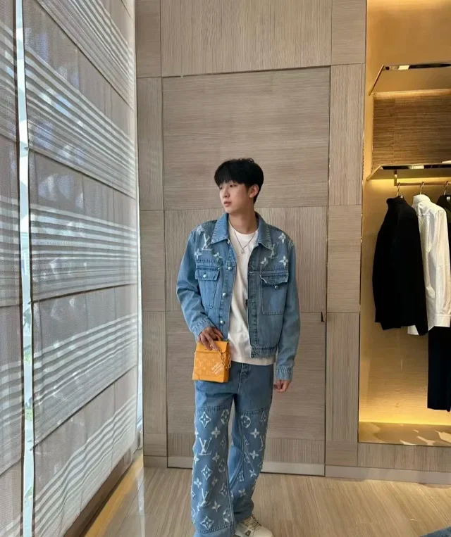 Item ID 9113 1V High-end custom FW26 Logo single-breasted lapel pocket long-sleeved denim jacket
