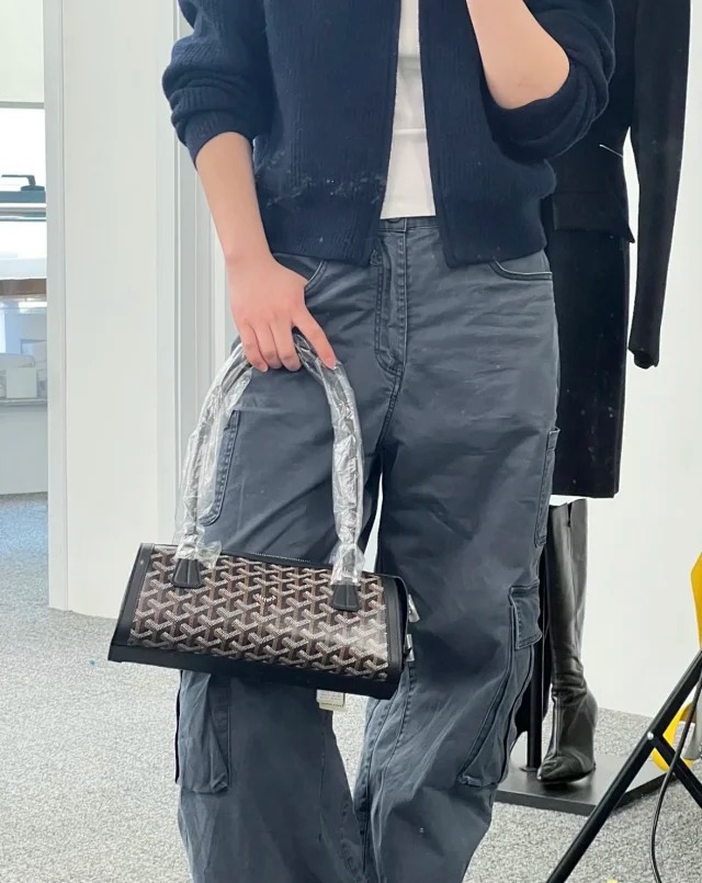 Item ID 9027 GOYARD Bonbonniere Classic Monogram Canvas & Cowhide Leather Baguette Shoulder Bag