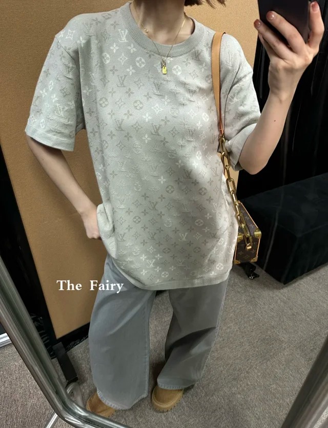 Item ID 9034 1V Early Spring Men's Series Full Print Old Flowers MONOGRAM Round Neck Shirt Jacquard Pattern Short Sleeve