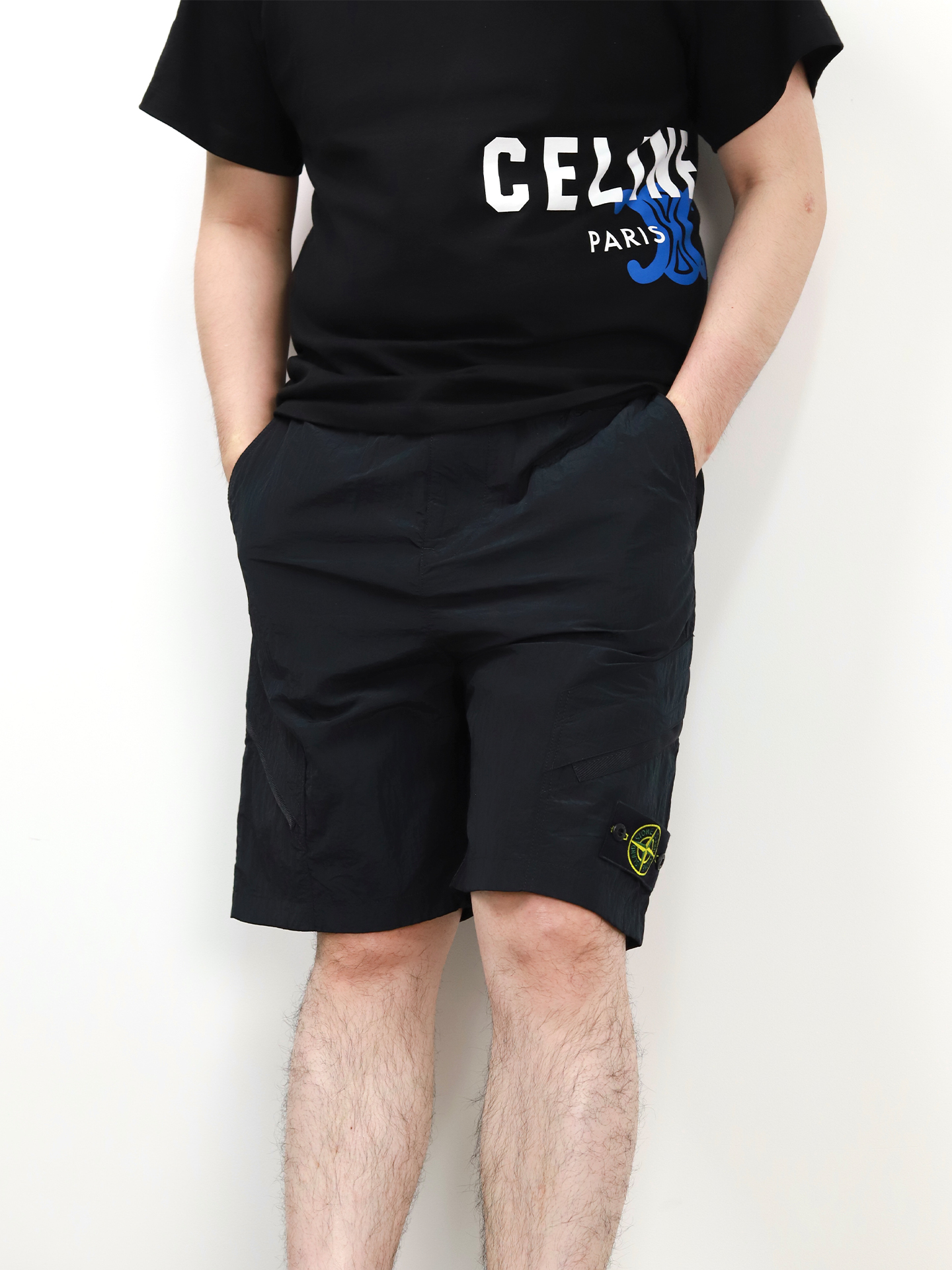 SI metal nylon pleated shorts