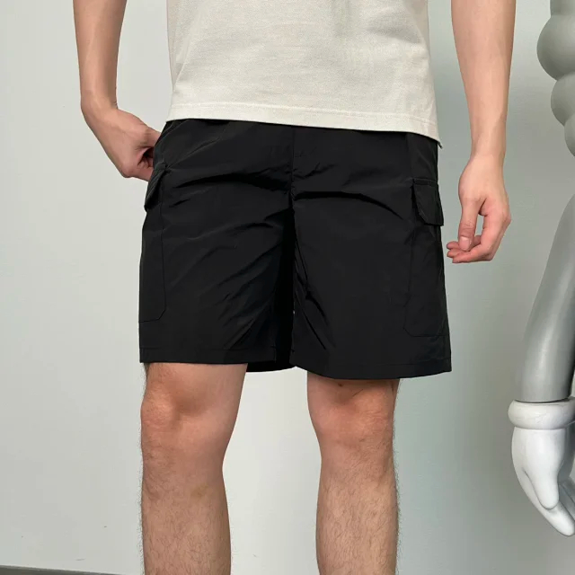 Item ID 9054 PRA Recycled Nylon Series Enamel Triangle Logo Elastic Bundle Rope Waist Casual Shorts