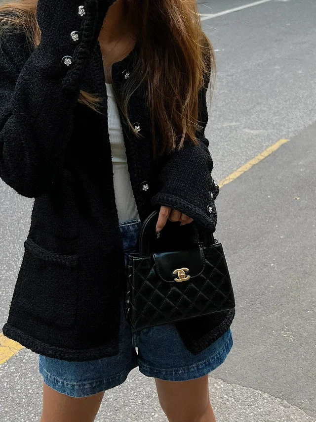 Item ID 9057 CHANE1 Kelly diamond patterned cowhide chain carrying shoulder bag