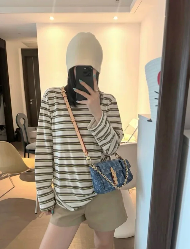 Item ID 9060 1V PA Denim Danning Chain Head Hanging Fabric Handheld Shoulder Bag Women's
