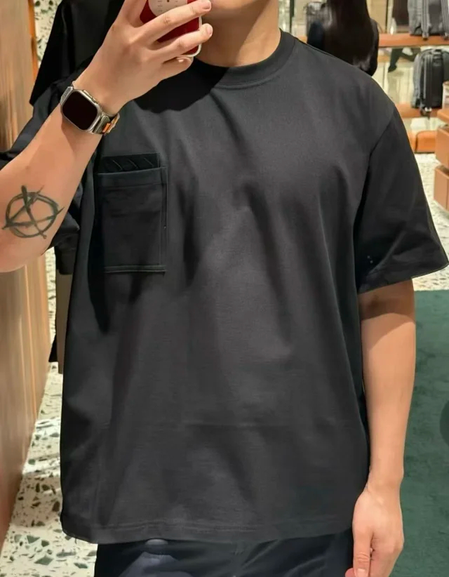 Item ID 9061 BV Imported Cowhide Material Pure Hand Woven Solid Color Cotton Elastic Knitted Short Sleeve