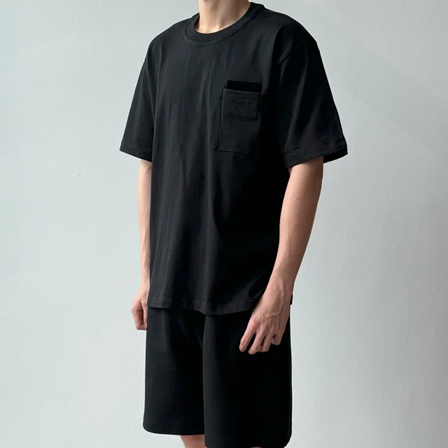 Item ID 9064 D1OR Dark Jacquard Cotton Blended Plain Knitted Oblique Printed Casual Shorts