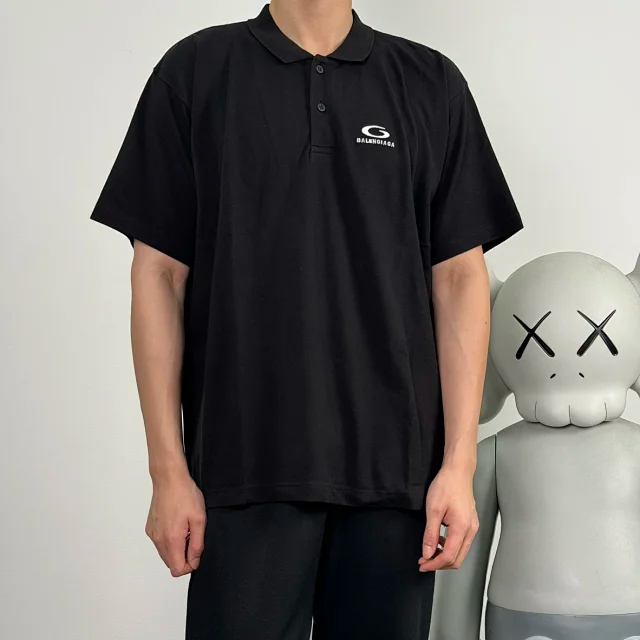 Item ID 9071 BLCG Cotton Beaded Embroidered Polo Short Sleeve Shirt Oversize Style Unisex